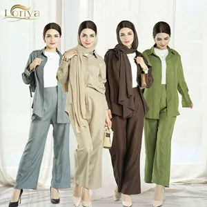 Loriya Latest Fashion Linen abaya pants Islamic Clothing Modest girl abaya Dubai Muslim Ladies Abaya for Women