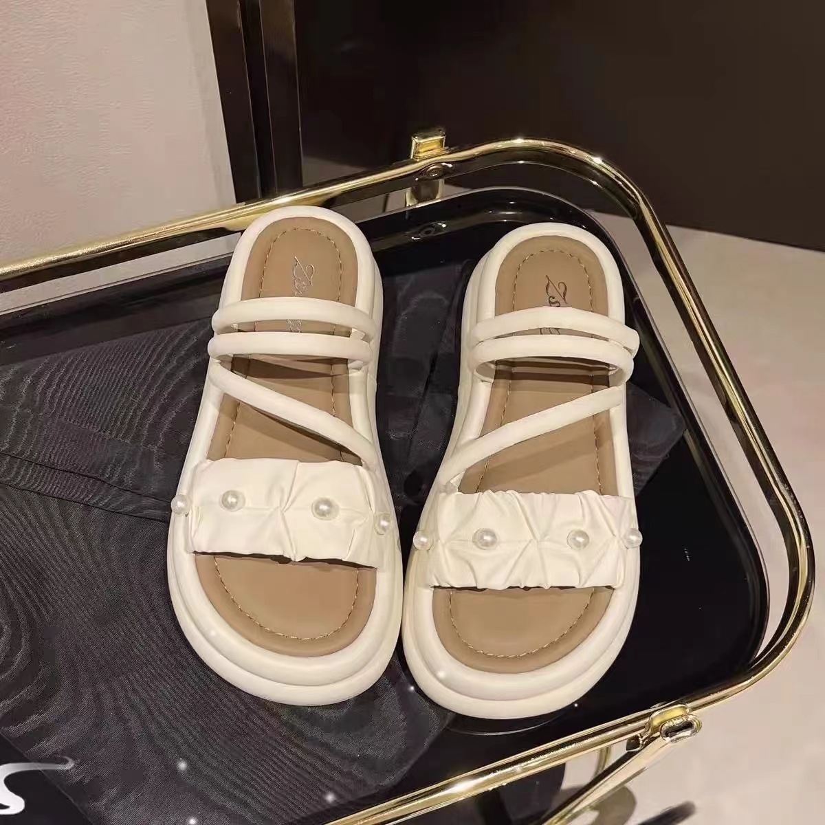 [1609-4 perles] beige