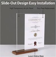 Ensemble de supports de table en acrylique multi-tailles horizontaux et verticaux, cadre en acrylique avec base en bois de noyer, cadre en bois