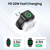 Chargeur sans fil magnétique 3 en 1 USB-C PD, bloc mural, sans fil, gain de place, compatible avec iPhone et iWatch Serie