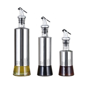 Kitchen Glass Stainless Steel Leak-Proof Soy Sauce Vinegar Cruet Storage Dispenser Useful Kitchen Tools Bottle Oil