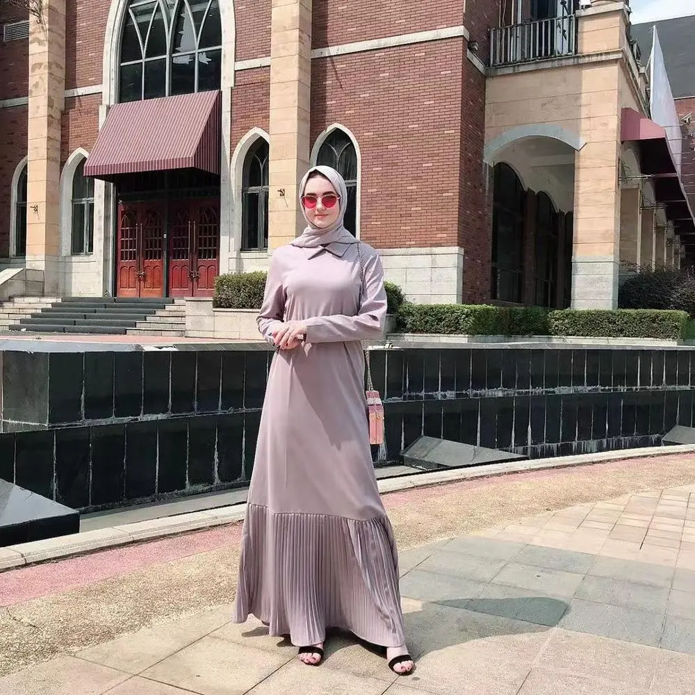 فستان نسائي بتصميم تركي, عباءة بطيات ، فستان للمسلمات تركية ، فستان سهرة حجاب للسيدات
