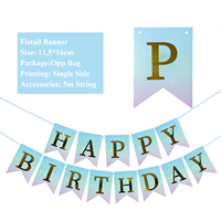 Bannière de joyeux anniversaire en papier imprimé numérique, motif queue de poisson bronzée, pour décoration de fête d'anniversaire et célébration - Vente chaude