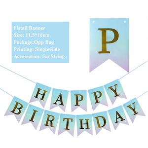 Bannière <span class=keywords><strong>de</strong></span> joyeux anniversaire en papier imprimé numérique, motif queue <span class=keywords><strong>de</strong></span> poisson bronzée, pour décoration <span class=keywords><strong>de</strong></span> fête d'anniversaire et célébration - Vente chaude - Product Image 2