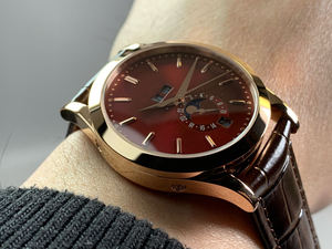 Reloj de calendario de fase lunar de lujo para hombre con espejo de zafiro de esfera simple y logotipo de diseñador personalizado al por mayor - Product Image 4