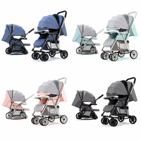 Poussette légère pliable pour enfants 3 en 1, pouvant basculer et rouler, 4 roues tout-terrain, pliage à une main, cadre en métal pour bébé