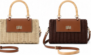 Bolso de Hombro de Paja Tejido a Mano de Gran Capacidad Estilo Francés con Cremallera, Sencillez Urbana, Portátil para Playa y Vacaciones - Product Image 2
