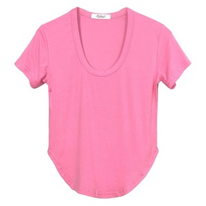 T-shirt femme coupe basse Sexy haut rehaussant la poitrine coupe ajustée ourlet incurvé légèrement <span class=keywords><strong>transparent</strong></span> col en U - Product Image 5
