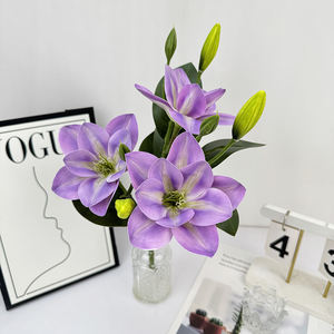 ดอกไม้ประดิษฐ์ QYYM-500 3 หัว ดอกคลีมาติส มกโนเลีย <span class=keywords><strong>กล้วยไม้</strong></span> สำหรับตกแต่งบ้าน ผลิตภัณฑ์ใหม่คุณภาพสูง ลิลลี่ - Product Image 6