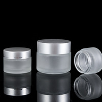 Contenedor de crema facial para cosméticos, frasco de vidrio transparente esmerilado con tapa de aluminio plateado, 5/10/15/20/30/50/100g, gran oferta