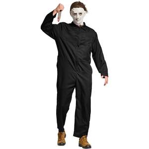 Combinaison de travail pour homme en twill, coupe décontractée, manches longues, vêtements de travail utilitaires, noir, coton, confortable - Product Image 1