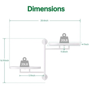 Rotating window <b>shelf</b> for various indoor plants, 2-tier metal corner white plant support, floating wall <b>shelf</b>. - Product Image 3