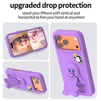 Coque de téléphone en plastique style pingouin pour 17 Pro Max avec support intégré et design mignon