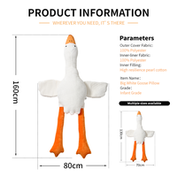 Grande peluche géante en forme d'oie blanche avec minuterie de sommeil, style King, rembourrage en coton PP, 100 % polyester, pour les 14 ans et plus