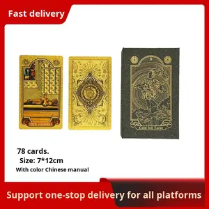 50+ SKU Jeu de cartes de tarot dorées à l'or fin, style Waite, impression couleur, PVC imperméable - Product Image 2