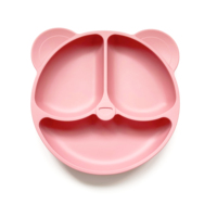Assiette bébé en silicone solide sans BPA avec ventouse, forme d'ours, qualité alimentaire, couleur et logo personnalisables, 145g, légère, vaisselle pour enfants