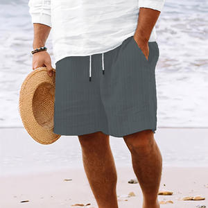 Pantalones de Playa a Rayas para Hombre, Estilo Europeo Americano, Transpirables, de Poliéster/Algodón, con Cordón Ajustable, Novedad 2024 - Product Image 4