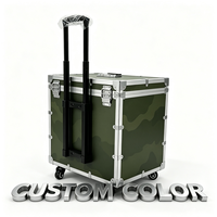 Valise de transport professionnelle noire en aluminium sur roulettes avec poignée télescopique, couvercle alvéolé et insert en EVA