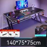 Bureau de jeu à domicile en fibre de carbone noir à deux sections, moderne et minimaliste, résistant à la saleté et robuste pour les chambres et les salles d'étude