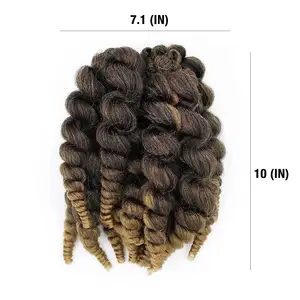 Grosir Afro jumlah besar sintetis Bounce pra Looped Kinky kepang keriting ekstensi rambut tongkat keriting kepang Crochet