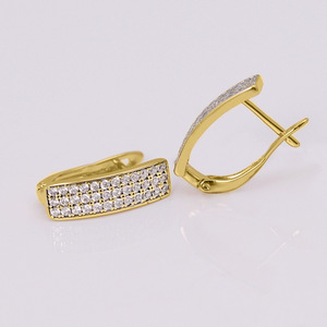 Orecchini a Cerchio Tripli Dorati per Donne, Orecchini Vintage Scintillanti, Gioielli di Moda Quotidiana - Product Image 2