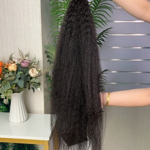 ผมต่อแบบตรงหยักศก ขายส่ง 9a ยอดนิยม น้ำหนัก 100 กรัมต่อแพ็ค ผมแท้ 100% แบบ Super Double Drawn - Product Image 2