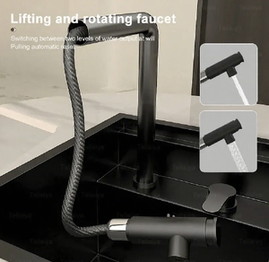 Évier de cuisine noir de bar carré moderne caché en acier inoxydable avec robinet au-dessus du comptoir Conception à cuvette unique - Product Image 3