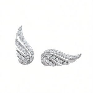 Boucles d'oreilles clous en or blanc avec zircon rond serti en canal, bijoux de mode pour femme, cadeau - Product Image 1