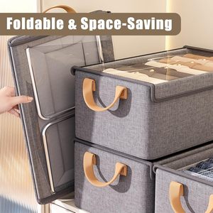 Collapsible Fabric <b>Storage</b> <b>Box</b> Closet Organizer Drawer Basket <b>for</b> Clothes <b>Decorative</b> <b>Storage</b> Bins <b>for</b> Wardrobe Organization - Product Image 4