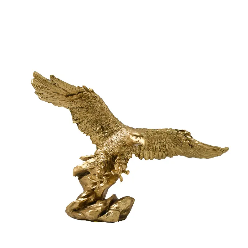 Custom Resin crafts golden brown color Eagle Statue Desk Shelf Room Coffee Table Eagle Scout Gifts Ideas Patriotic Eagles Decor