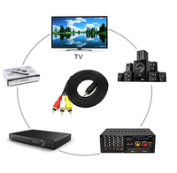 Câble audio vidéo stéréo AUX 3,5 mm mâle vers 3 RCA mâle pour smartphones, MP3, tablettes, enceintes, home cinéma