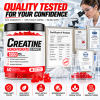 Gummies de créatine monohydrate à marque privée OEM par portion pour femmes, 60 gummies, soutien force et endurance, GMP