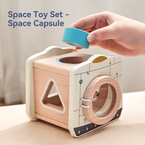 Ensemble d'activités éducatives écologiques sur le thème de l'espace <span class=keywords><strong>en</strong></span> <span class=keywords><strong>bois</strong></span> : labyrinthe de perles fusée, capsule Rover - Jouet Montessori pour la motricité fine des tout-petits - Product Image 6