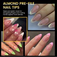 BORN PRETTYT Faux Ongles en Acrylique Transparent de Haute Qualité, Sensation Naturelle, Forme Amande Ovale, Demi-Mat, Couverture Complète, à Coller