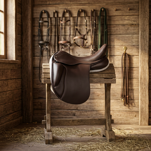 Premium Monoflap English Dressage Horse Saddle Covered Leather Deep Seat Equestrian Riding Equipment - Product Image 1
