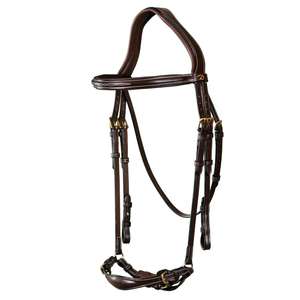 Bride de chasseur en cuir élégante faite à la main avec rembourrage doux et ajustement réglable équipement équestre de qualité supérieure pour l'équitation - Product Image 1