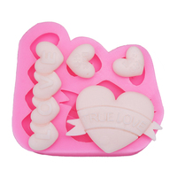 Moule en silicone DIY en forme de cœurs pour décoration de gâteaux et fondants, 3D, classique, populaire, pour la Saint-Valentin, avec mots de confession - Prix usine