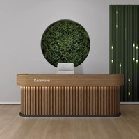 Comptoir de réception commercial de luxe en bois composite pour hôtel, salon, bureau, centre commercial