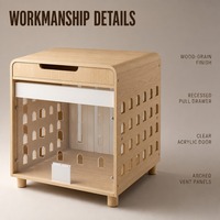 Cage à chien en bois et table d'appoint |   Maison pour animaux de compagnie avec porte rabattable |   Meubles pour animaux de compagnie en bois personnalisés OEM ODM