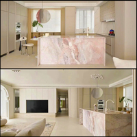 Dalle de marbre rose rose crème de luxe carreaux de pierre naturelle pour Villa escalier comptoirs de cuisine panneau mural décoration de magasin de luxe