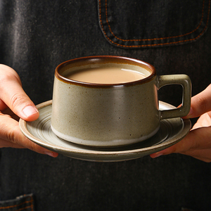 Taza de Cerámica Pintada a Mano de 220 ml <span class=keywords><strong>para</strong></span> Latte Art, Platillo Vintage, Taza de Café Latte y Cappuccino de Porcelana de 7.6 oz - Product Image 1