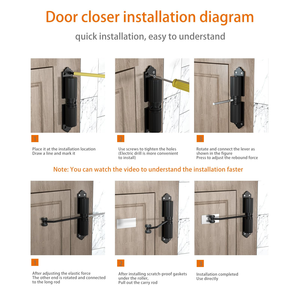 Ferme-porte automatique à ressort en aluminium moulé, capacité 20-60 kg, charnière de fermeture automatique, ouvre-porte et ferme-porte hydrauliques - Product Image 5
