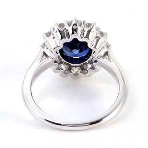 <span class=keywords><strong>Bague</strong></span> <span class=keywords><strong>de</strong></span> fiançailles et <span class=keywords><strong>de</strong></span> mariage en or blanc 18 carats ou 14 carats avec <span class=keywords><strong>saphir</strong></span> <span class=keywords><strong>de</strong></span> laboratoire <span class=keywords><strong>de</strong></span> haute qualité, coupe ovale, pierre précieuse bleue - Product Image 3