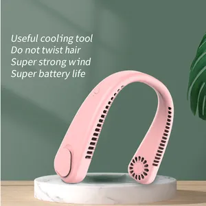 Usb Neck Fan Cooling Leafless Slient Strong Wind Rechargeable 2024 Leafless Hanging Air Cooling Neck Fans Rechargeable Neck Fan