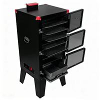 Four à fumage vertical en acier avec plusieurs grilles et tiroir à cendres pour grillades en extérieur