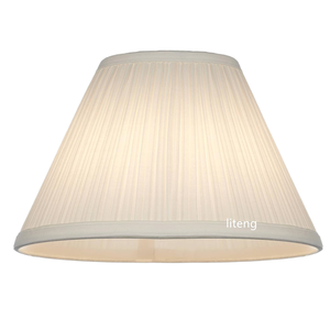 Abat-jour Liteng moderne en tissu plissé blanc en forme de cône avec cadre métallique, couleur personnalisable, à clipser sur ampoule, garantie 1 an pour lampe de table - Product Image 1