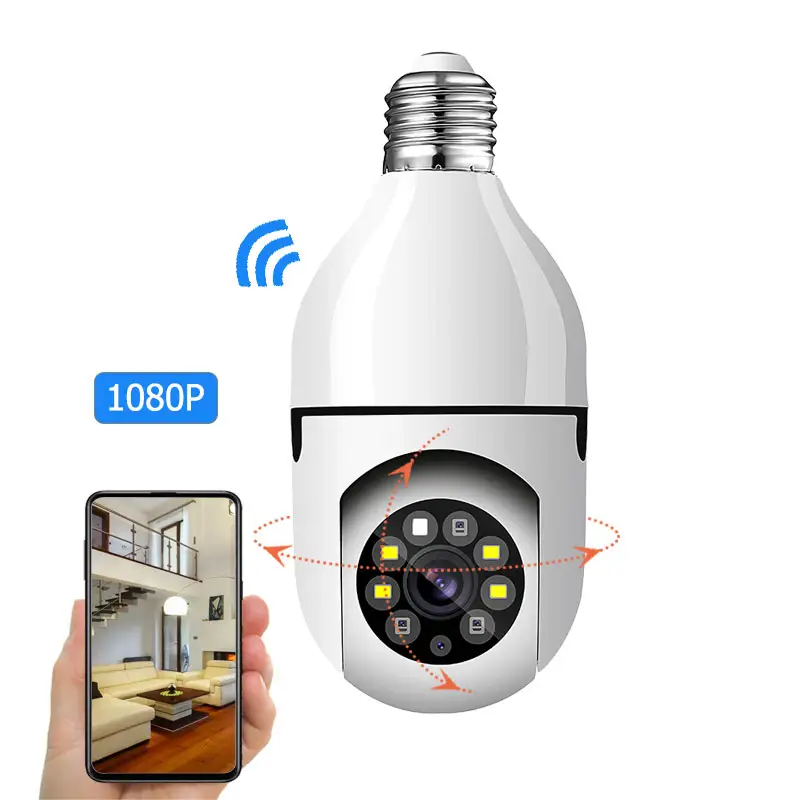 E27 base bulb light camera 1080P HD wifi full color sound detection auto tracking indoor wireless security ip network camera