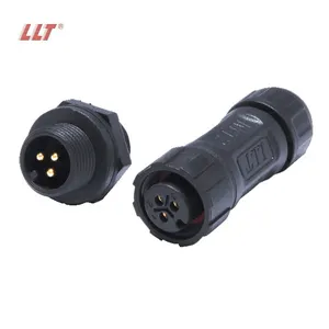 LLT IP67 IP68 2 3 4 5 6 7 8 Pin power M12 thread lock rear panel circular waterproof connector