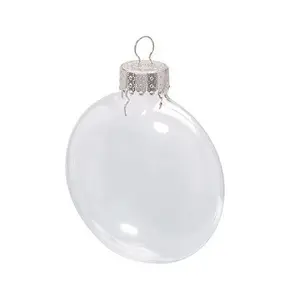 Bola de vidro para pendurar em atacado, bola de vidro transparente para artesanato de natal, bola vazia, disco de árvore de natal