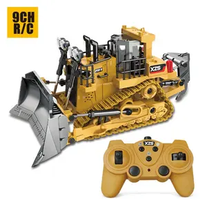 2.4G 1/24 Model 9 Kanaals Bouwvoertuig Afstandsbediening Vrachtwagen Rc Bulldozer Speelgoed Metaal Met Licht